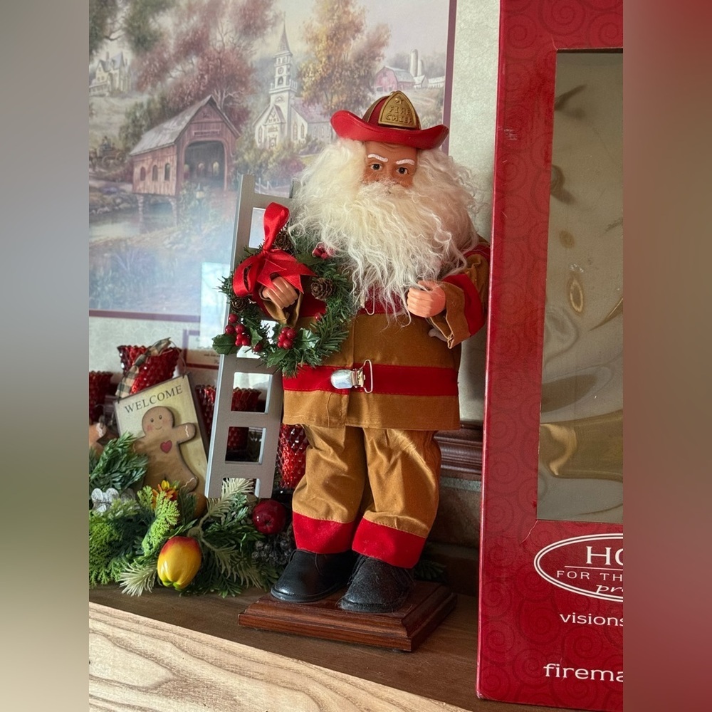 2003 Fireman Santa – Red and Brown Holiday Limited Edition Figurine New